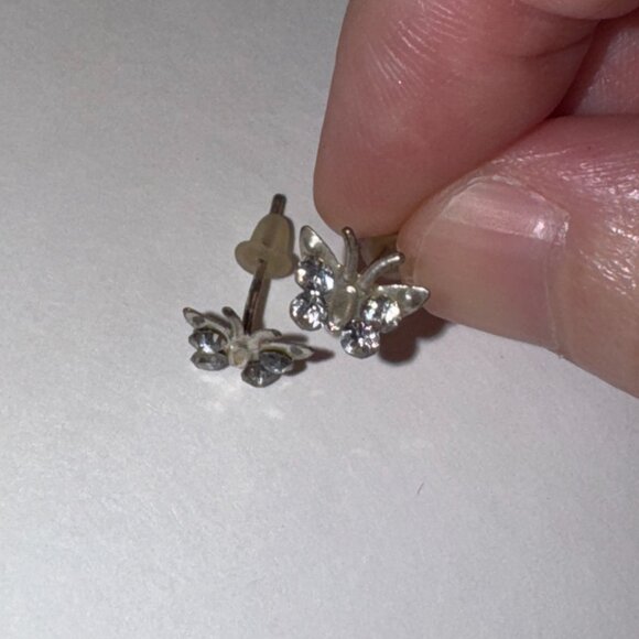 8.52mm Clear Butterfly Cz And Sterling Post Earrings - Picture 11 of 15